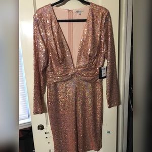 Rose Gold Sequined Deep Cut Dress🎀